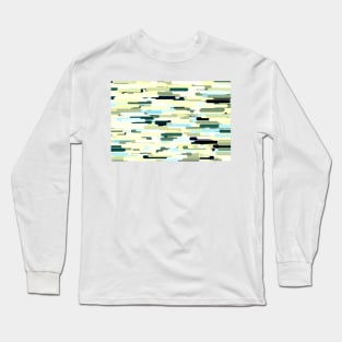 Floating bars, abstract geometric print, levitating pieces background in blue green colors Wine Chiller Long Sleeve T-Shirt